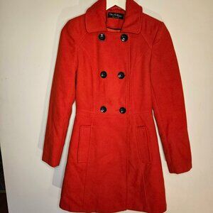 Miss Selfridge Red Peacoat - Size: US 2
